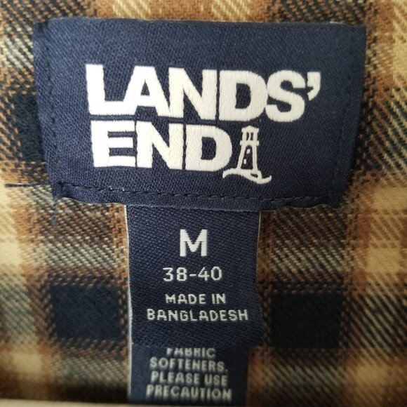 Men's Lands' End Flannel Pajama Shirt Long Sleeve Flannel Size Medium Blue Plaid - Picture 4 of 8